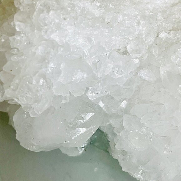 Natural Zeolite Quartz Crystal Geode On Glass Base Display 3.5"x2.5"X1.5" - Picture 5 of 16